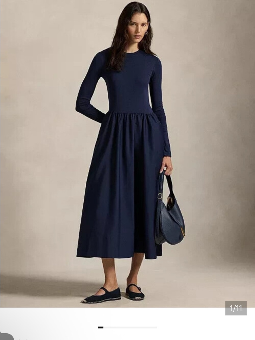 Long sleeve Cotton Polo Ralph Lauren Navy Dress